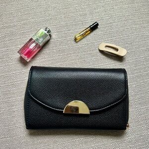 Black Clutch with Gold Accent and Strap